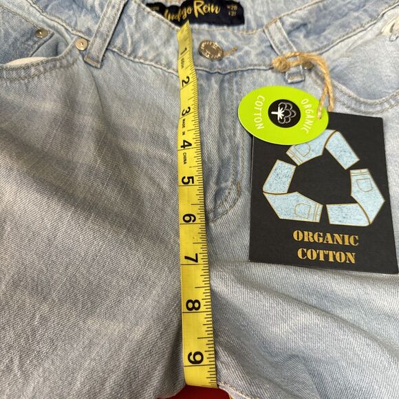 Indigo Rain Size 9 Jeans Extra Wide Leg Low Rise Organic Cotton Distressed NWT - Picture 10 of 12